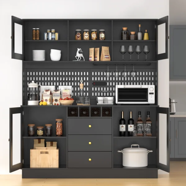 Freestanding Buffet Hutch with Pegboard