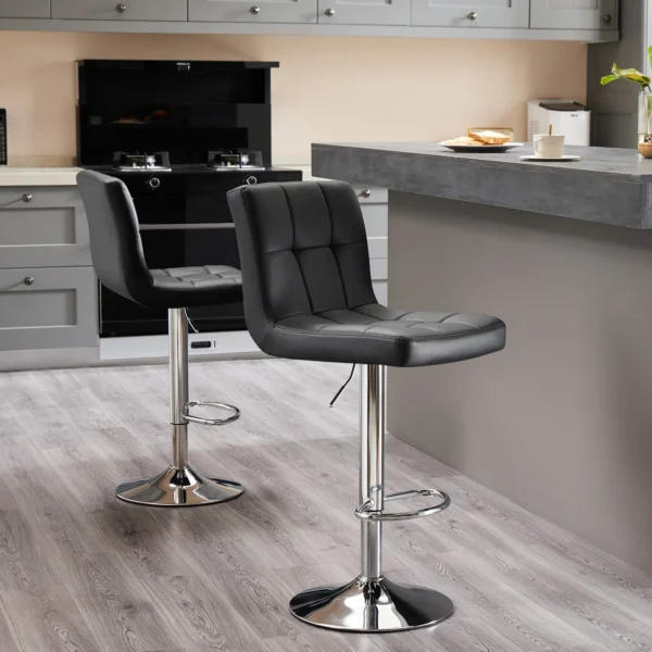 Set of 2 PU Leather Counter Height Bar Stools