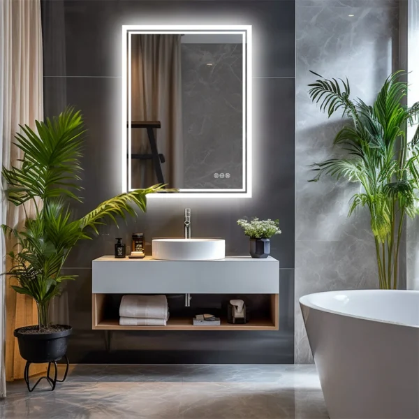 LED Backlit Bathroom Mirror with Defog & Dimmable