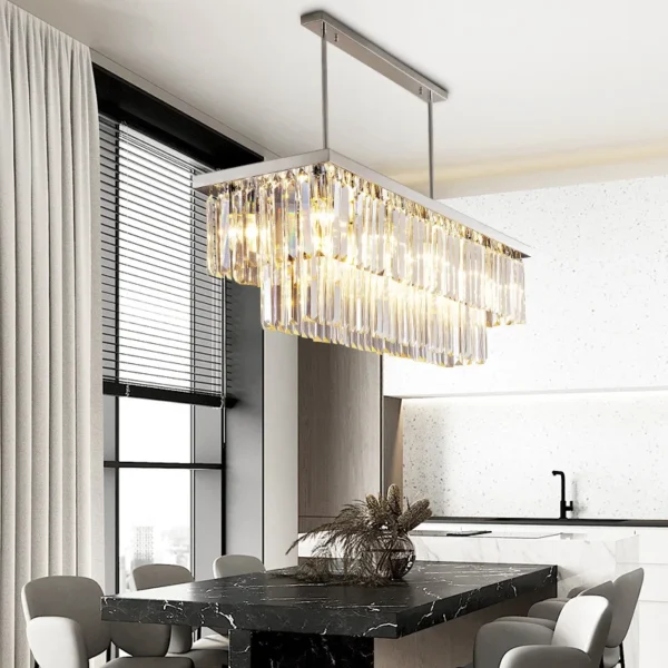 Modern Silver Crystal Chandelier for Kitchen Island